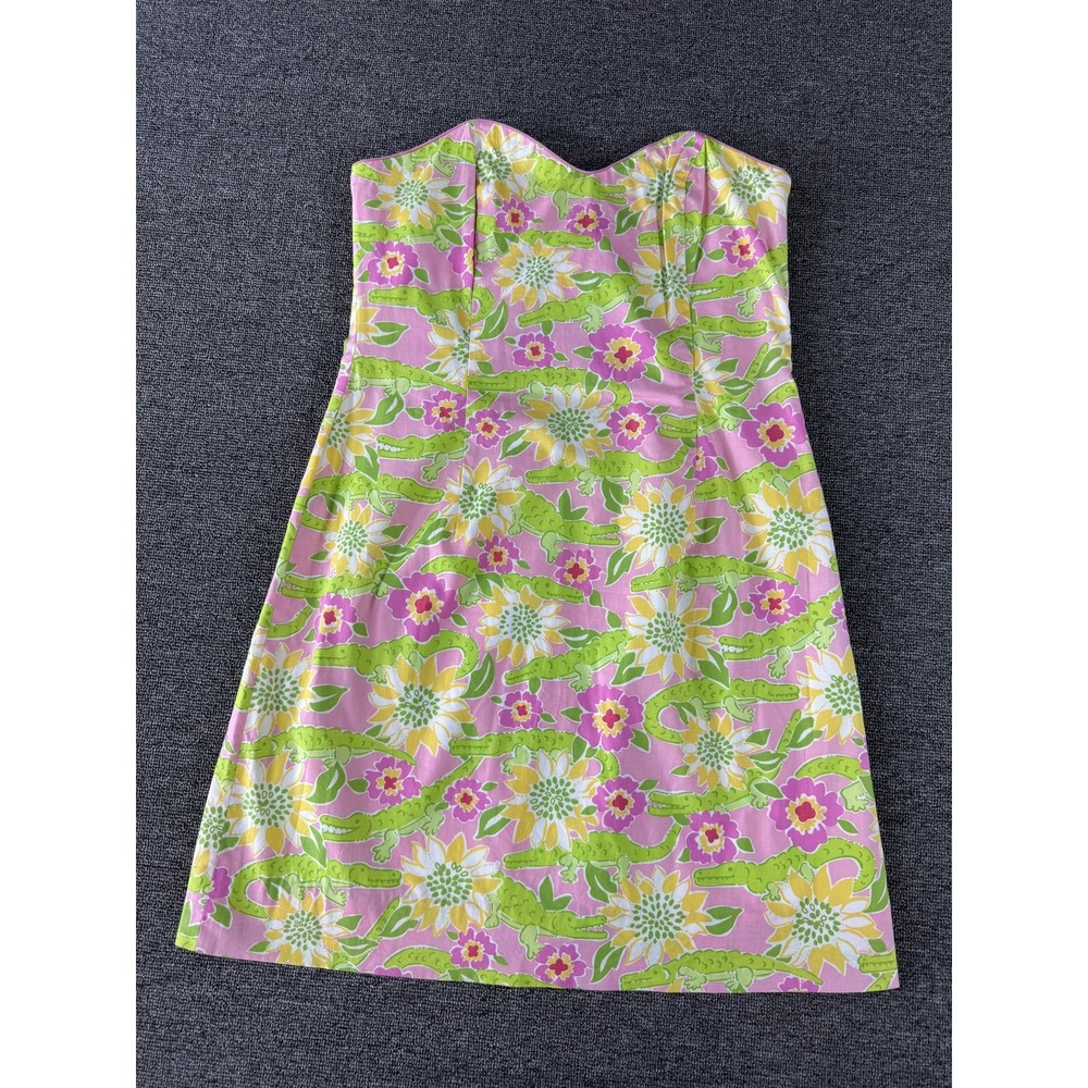 Vintage Lilly Pulitzer Dress Womens 6 Croc Monsieur Strapless Mini 90s